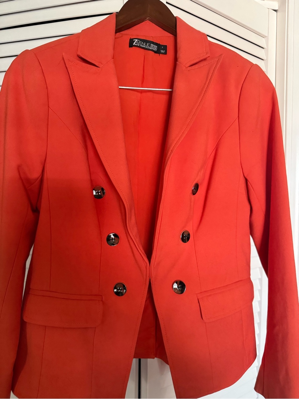 New York & Company Red Double-Breasted Women's Blazer